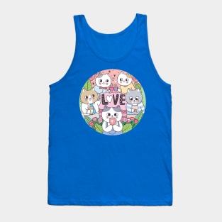 cats doodles drinking coffee Tank Top
